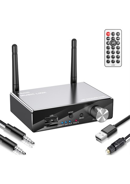 Bluetooth 5.3 Alıcı Verici Stereo Düşük Gecikme Aux 3.5mm Jack Optik Kablosuz Müzik Ses Adaptörü Uzaktan Kumanda (Yurt Dışından)