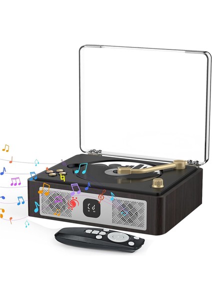Bluetooth Masaüstü CD Cdayleri Için Yeni Hoparlörler Şarj Edilebilir Kulaklık Jack Vintage CD Çalar Kahverengi Siyah (Yurt Dışından) indirimleri