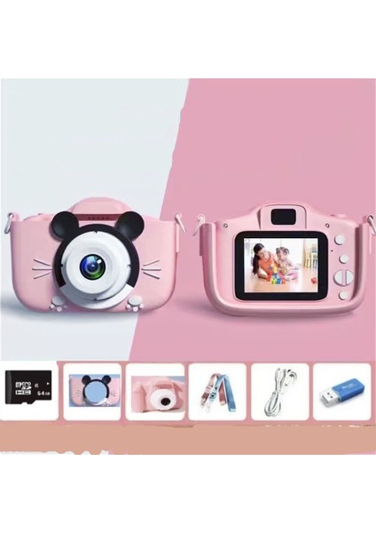 Çocuk Dijital Kamerası 9600W Mini Taşınabilir Hd Çift Kamera Küçük Anlık Kamera (Silikon Kart Okuyucu + Hafıza Kartı 64G Ile) (Yurt Dışından) fiyatları