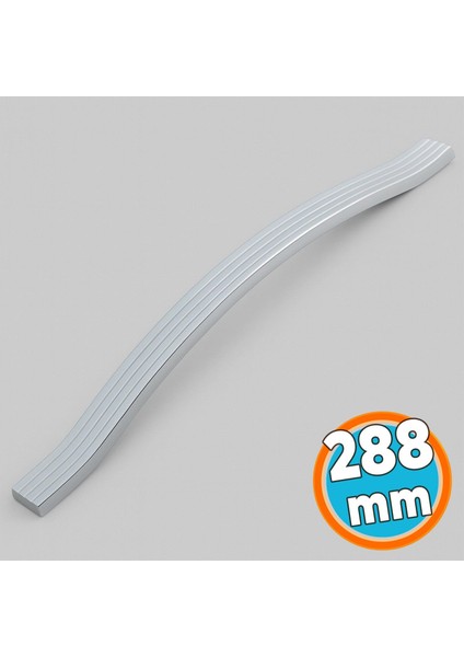 Mobilya Kulpu 288 mm Vida Aralığı Paslanmaz Sağlam Kulpları Kulbu Krom Gümüş Çizgili Metal