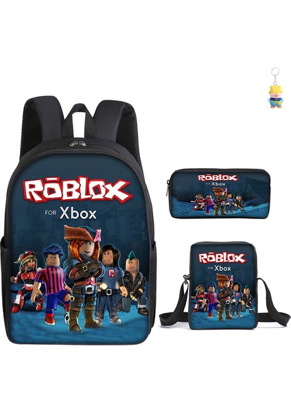 Roblox Öğrenci Okul Çantası Ilkokul ve Ortaokul Öğrencileri Sırt Çantası Üç Parçalı Set (Yurt Dışından)