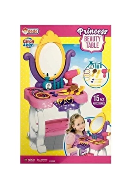 Candy & Ken Prenses Güzellik Masası Renkli Aksesuarlarla 15 Parça Çocuklar İçin