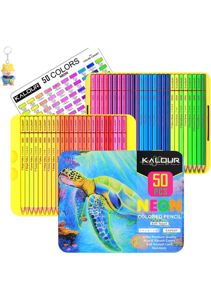 50 Renk Floresan Renkli Kurşun Güzel Sanat Resim Kalem Seti (Yurt Dışından)