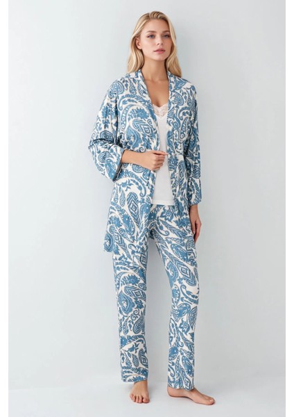 Kadın Modal Kutulu 3 Parça Sabahlık & Pijama Takımı modelleri