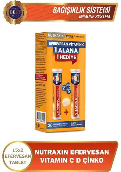 Vitamin C-D-Zinc 15 Efervesan Tablet
