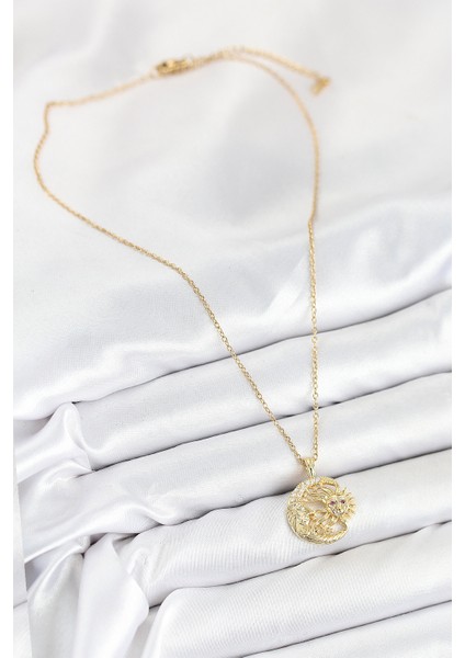 316L Çelik Zirkon Taşlı Ay ve Güneş Model Gold Renk Kadın Kolye TG27BKO10539 fiyatları