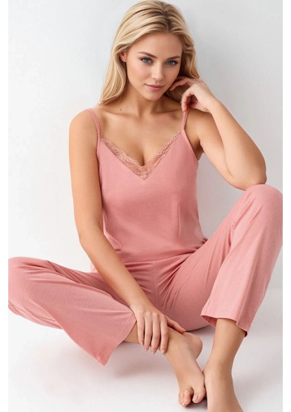 Kadın Modal Kutulu 3 Parça Pembe Sabahlık & Pijama Takımı indirimleri