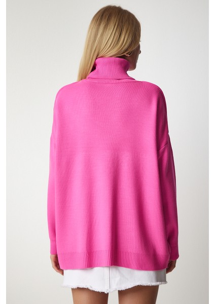 Balıkçı Yaka Oversize Triko Kazak LBV0011 Pembe indirimleri