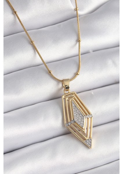 316L Çelik Gold Renk Zirkon Taşlı Vintage Model Kadın Kolye TG27BKO9762