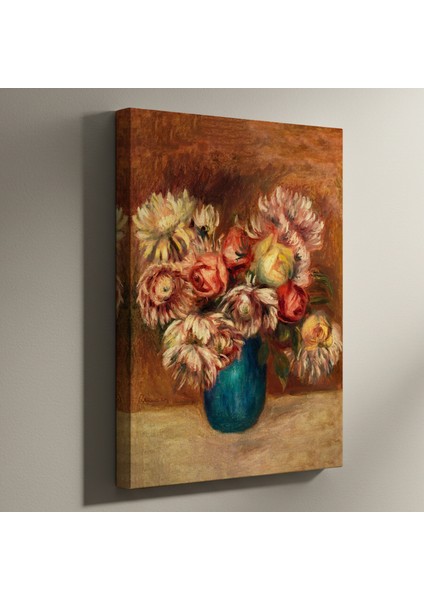 Renior Tarzı Koyu Tonlu Çiçek Buket Tablosu