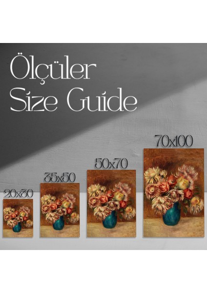 Renior Tarzı Koyu Tonlu Çiçek Buket Tablosu modelleri