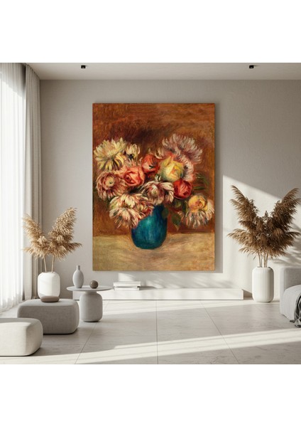 Renior Tarzı Koyu Tonlu Çiçek Buket Tablosu fırsatları