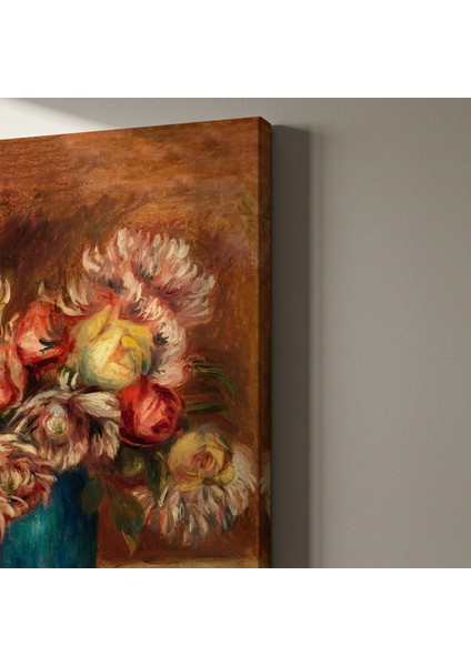 Renior Tarzı Koyu Tonlu Çiçek Buket Tablosu indirimleri