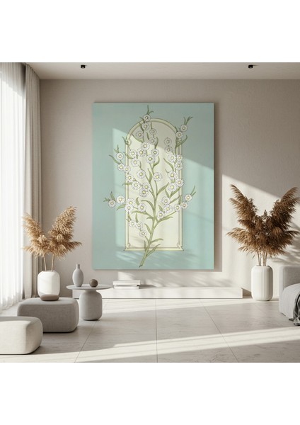 Zarif Çiçek Dalı Botanik Illüstrasyon Tablosu fırsatları