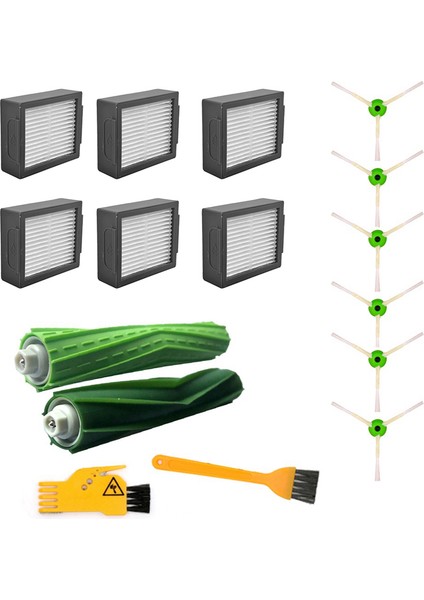 Irobot Roomba I3 I7 Için 6xhepa Filtre + 5x Yan Fırça + 1 Çift Rulo Fırça (Yurt Dışından)