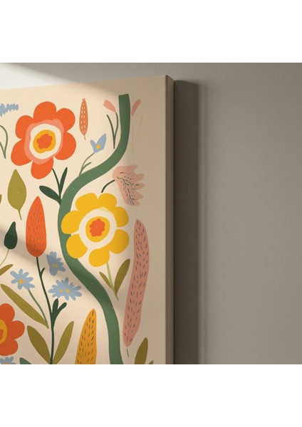 Retro Tarzı Çiçekli Botanik Illüstrasyon Tablosu indirimleri