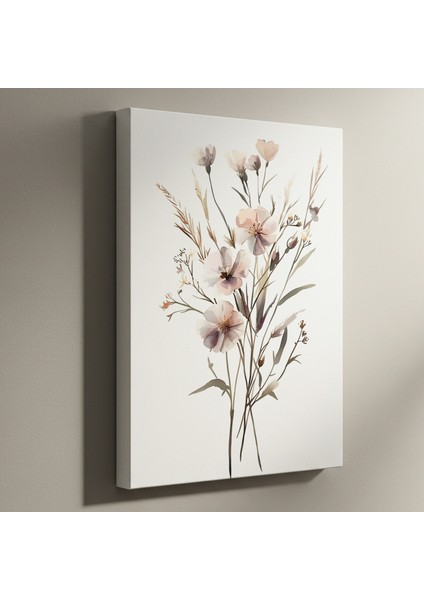 Suluboya Tarzı Minimalist Çiçek Buket Tablosu