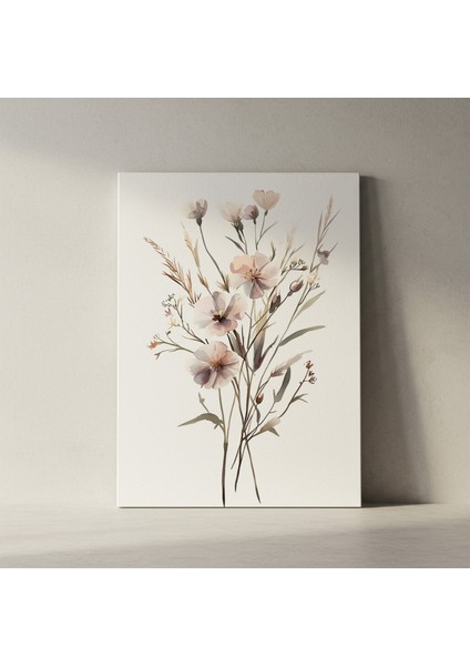 Suluboya Tarzı Minimalist Çiçek Buket Tablosu fiyatları