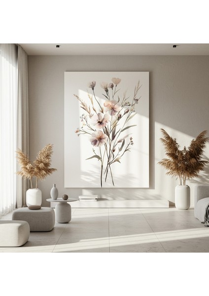Suluboya Tarzı Minimalist Çiçek Buket Tablosu fırsatları