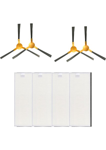 X500 EXVAC660 Mamibot Robot Süpürge Için 4 Hepa Filtre ve 4 Yan Fırça (Yurt Dışından)