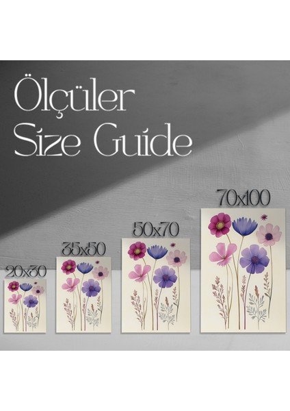 Mor Pembe Çiçekler Botanik Illüstrasyon Tablosu modelleri