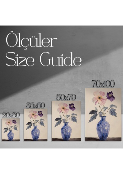 Suluboya Çiçekler ve Mavi Vazo Tablosu modelleri