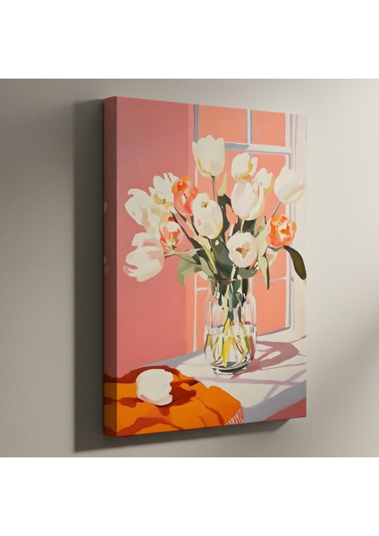 Pembe Arka Planlı Modern Lale Tablosu