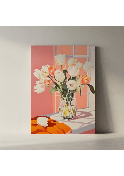 Pembe Arka Planlı Modern Lale Tablosu fiyatları