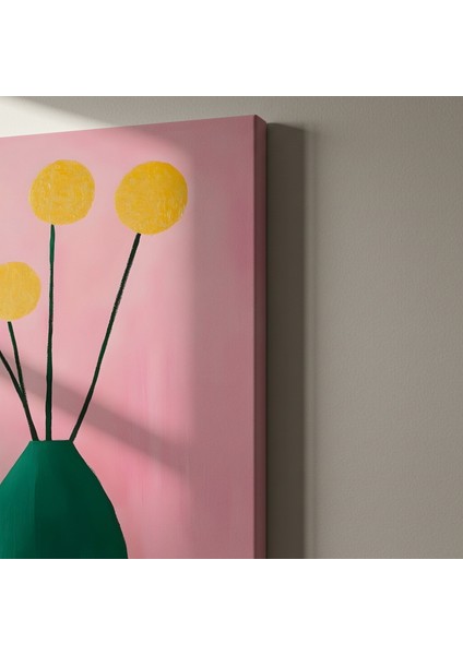 Minimalist Pembe ve Yeşil Çiçek Vazosu Tablosu indirimleri