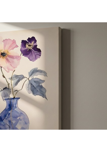 Suluboya Çiçekler ve Mavi Vazo Tablosu indirimleri