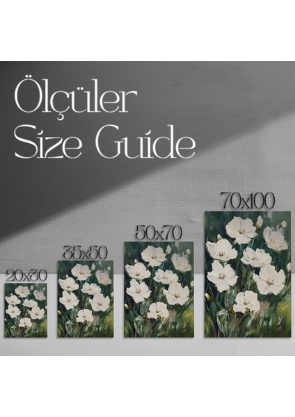 Beyaz Çiçekler Yağlıboya Tablosu modelleri