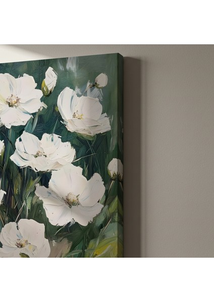 Beyaz Çiçekler Yağlıboya Tablosu indirimleri