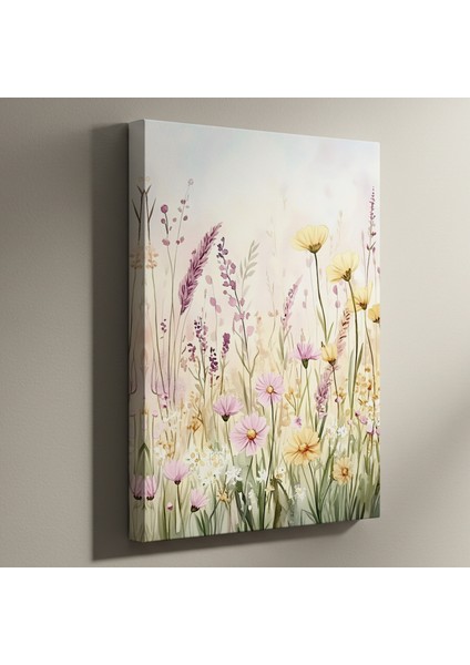 Suluboya Çiçek Tarlası Tablosu