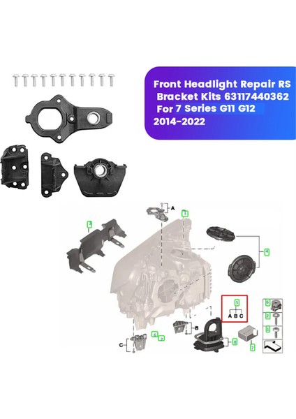 1set Ön Far Onarımı Montaj Rs Braket Kitleri 63117440362 Bmw 7 Serisi G11 G12 2014-2022 Far Sabit Pençe (Yurt Dışından) fiyatları