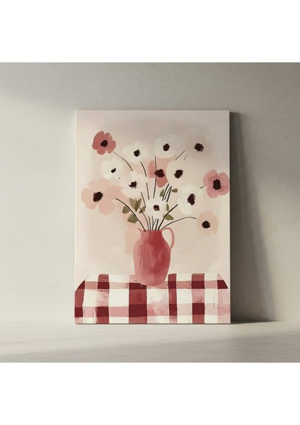 Kırmızı-Pembe Tonlarında Çiçek Buketi Soyut Tablosu fiyatları