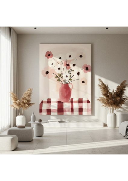 Kırmızı-Pembe Tonlarında Çiçek Buketi Soyut Tablosu fırsatları
