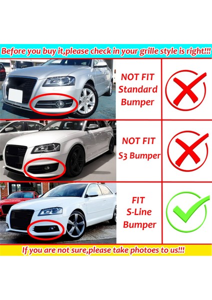 Siyah Araba Ön Tampon Sis Fark Filk Izgarası Audi A3 8p S-Line 2009-2012 Sis Lambası Izgaraları 8P0807681 8P0807681 (Yurt Dışından) modelleri