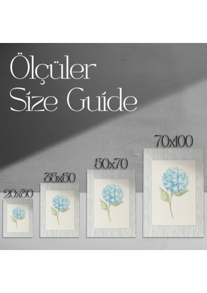 Mavi Ortanca Çiçeği Suluboya Tablosu modelleri