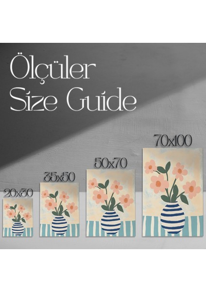 Çizgili Vazo ve Pembe Çiçekler Soyut Tablosu modelleri
