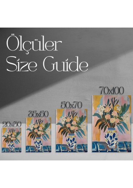 Modern Tarz Pembe ve Mavi Çiçek Buketi Tablosu modelleri