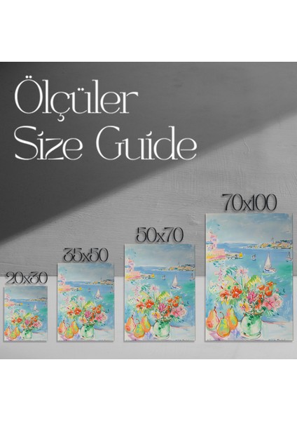 Akdeniz Manzaralı Çiçekli Natürmort Tablosu modelleri