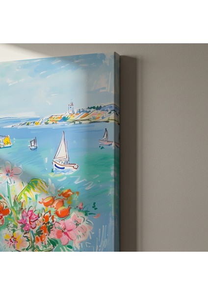 Akdeniz Manzaralı Çiçekli Natürmort Tablosu indirimleri