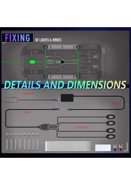 Rgb LED Kaya Işıkları, Atv Utv Suv Için Uygulama Kontrolü Çok Molorlu Işıkları ile Çok Fonksiyonlu Neon Undergow Su Geçirmez Işık, A (Yurt Dışından) fiyatları