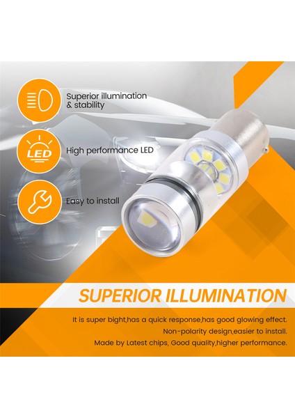 Süper Parlak 100W 2000LM 1156 LED Ters Araç Kafası Işık Sürüş Işığı Ma (Yurt Dışından) indirimleri