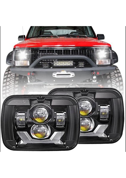 85W Nokta Daha Parlak Anti-Parlama H6054 5x7 7x6 LED Farlar, Drl Turn Sinyal Hi/düşük Sızdırmaz Kiriş Jeep Xj Ford Gmc, Siyah (Yurt Dışından) fiyatları