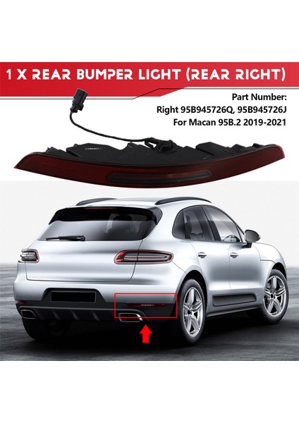 Araba Arka Tampon Reflektörü Porsche Macan Için Ters Tampon Işığı 95B.2 2019-2021 Sağ 95B945726Q, 95B945726J (Yurt Dışından) fırsatları