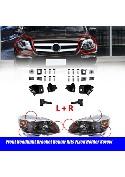 Sağ Ön Far Braketi Tamir Kitleri A1668200614 Için Mercedes Benz Gl ml Amg 63 W166 2011-2015 Sabit Tutucu Vidası (Yurt Dışından) modelleri