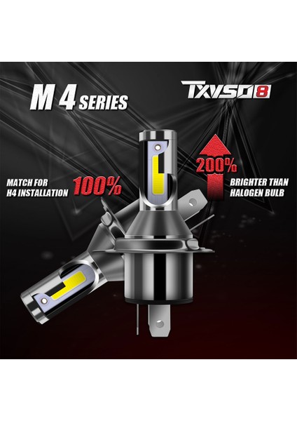 Txvso8 H4 LED Far Ampulleri Set Başına 26000LM Yüksek ve Düşük Kiriş Için 6000K Beyaz Hi/lo Fiş ve Motosiklet Otomobil Kamyonu Için Oynayın (Yurt Dışından) indirimleri