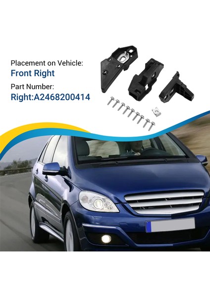 1set Ön Far Onarımı Montaj Rs Braket Kitleri Mercedes-Benz B-Serisi W242 R246 2010-2019 A2468200414 Sağ (Yurt Dışından) fırsatları