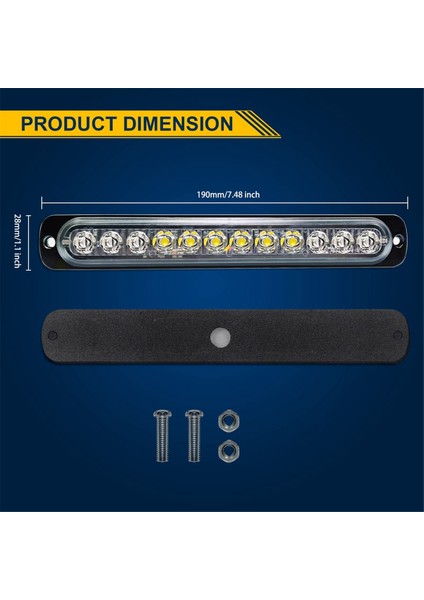 12LED Güvenlik Acil Durum Yanıp Sönen Işıklar, 12V-24V Flaş Uyarı Işığı, Beacon Beacon LED Işık Çubuğu, Mavi+Beyaz (Yurt Dışından) fırsatları